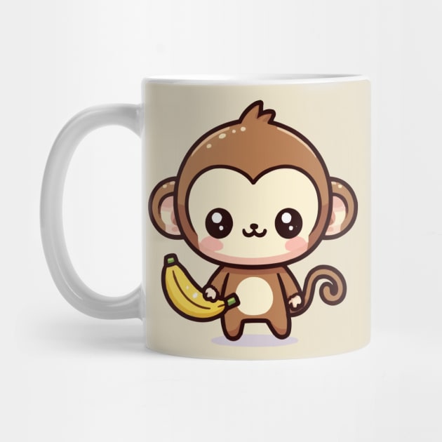 cute baby monkey carrying a banana by fikriamrullah